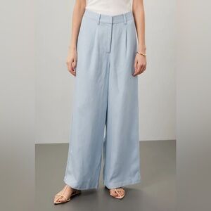 Rosetta Getty X RTR Womens Baby Blue Wide Leg Trousers Size 16